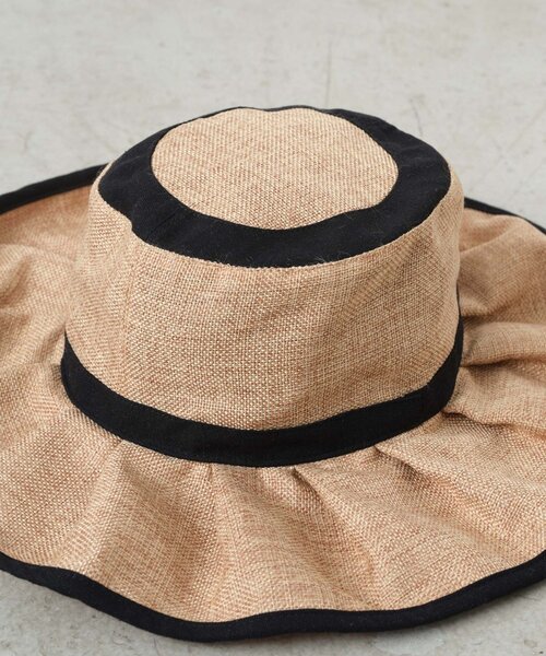 CIAOPANIC TYPY（チャオパニックティピー）の「:【UV対応】柔らか配色たためるジュートフリルハット（ハット・レディース・ベージュ/ブラック/ブラウン/レッド・ONE SIZE）」の9枚目の写真