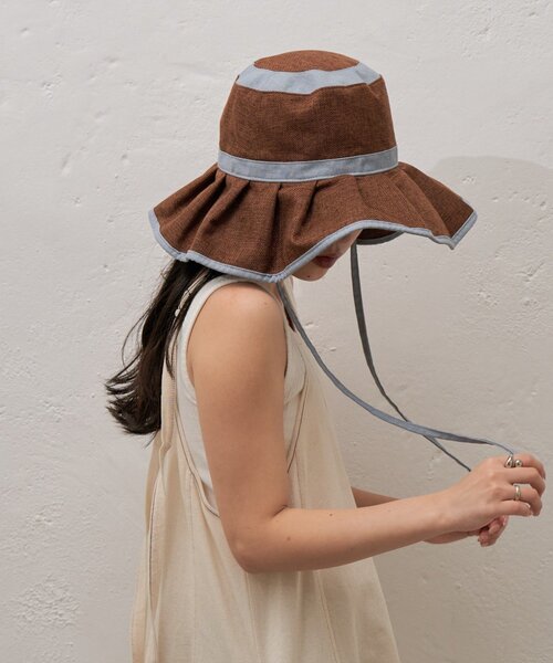 CIAOPANIC TYPY（チャオパニックティピー）の「:【UV対応】柔らか配色たためるジュートフリルハット（ハット・レディース・ベージュ/ブラック/ブラウン/レッド・ONE SIZE）」の13枚目の写真
