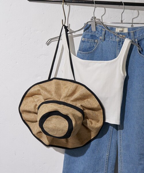 CIAOPANIC TYPY（チャオパニックティピー）の「:【UV対応】柔らか配色たためるジュートフリルハット（ハット・レディース・ベージュ/ブラック/ブラウン/レッド・ONE SIZE）」の14枚目の写真