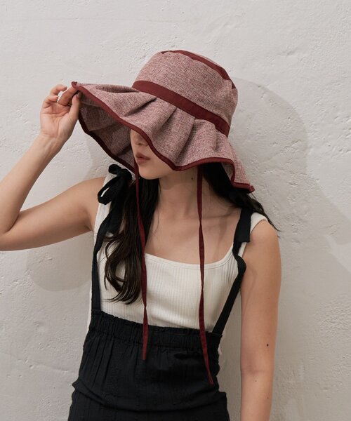 CIAOPANIC TYPY（チャオパニックティピー）の「:【UV対応】柔らか配色たためるジュートフリルハット（ハット・レディース・ベージュ/ブラック/ブラウン/レッド・ONE SIZE）」の19枚目の写真