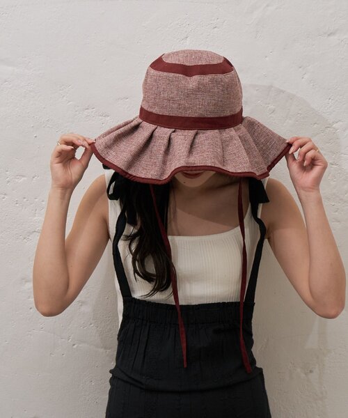 CIAOPANIC TYPY（チャオパニックティピー）の「:【UV対応】柔らか配色たためるジュートフリルハット（ハット・レディース・ベージュ/ブラック/ブラウン/レッド・ONE SIZE）」の20枚目の写真