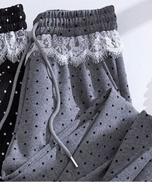 ＆soiree（アンドソワレ）の「ウエストレース付きドット柄イージースウェットパンツ（スウェットパンツ）」