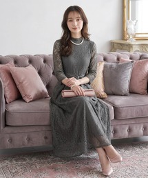ドレス 結婚式 ロングドレス パーティードレス ロングワンピース ワンピース 袖あり 袖付き ワンピース ロング丈 式 お呼ばれ パーティー レディース 大きいサイズ ブルー カーキ ワンピース 20代 30代