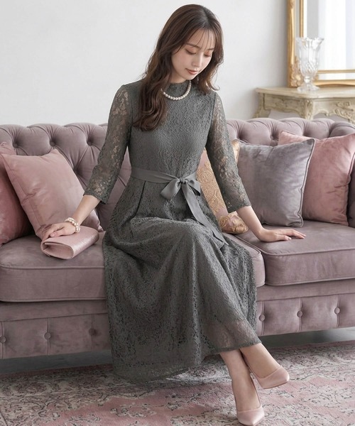 Cinderella(シンデレラ)の「ドレス 結婚式 ロングドレス パーティードレス ロングワンピース ワンピース 袖あり 袖付き ワンピース ロング丈 式 お呼ばれ パーティー レディース 大きいサイズ ブルー カーキ ワンピース 20代 30代(ドレス・レディース・ブラック/ダークグレー/ネイビー・LARGE/X-LARGE/MEDIUM)」の17枚目の写真