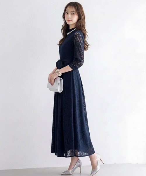 Cinderella(シンデレラ)の「ドレス 結婚式 ロングドレス パーティードレス ロングワンピース ワンピース 袖あり 袖付き ワンピース ロング丈 式 お呼ばれ パーティー レディース 大きいサイズ ブルー カーキ ワンピース 20代 30代(ドレス・レディース・ブラック/ダークグレー/ネイビー・LARGE/X-LARGE/MEDIUM)」の19枚目の写真