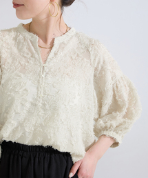 B.C STOCK（ベーセーストック）の「《追加3》手洗い可 / ハーフスリーブパフジャガードブラウス（シャツ/ブラウス）」