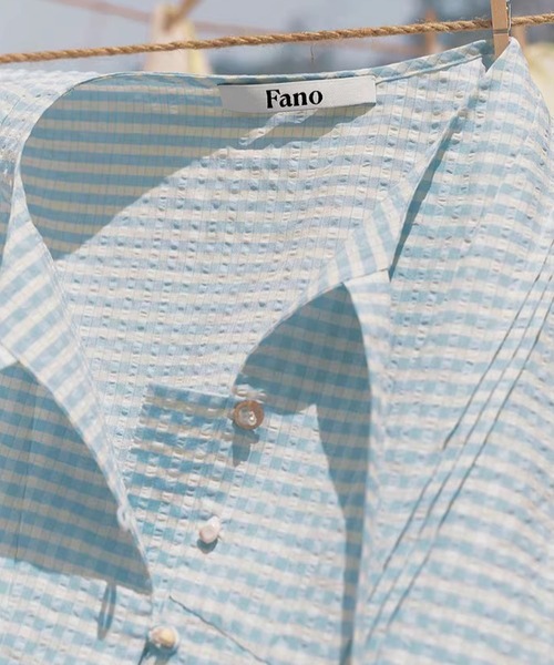 Fano Studios(ファノ ストゥディオズ)の「ギンガムチェック シェルボタン トップス FC26S152【Fano Studios】【2026SS】(シャツ/ブラウス・レディース・ライトブルー・S/M/L)」の3枚目の写真