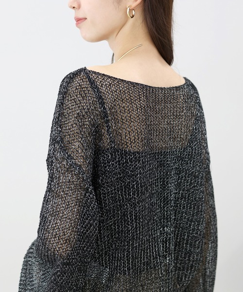 Aletta vita(アレッタビータ)の「ラメ混メッシュ編みサイドドロストプルオーバー(Tシャツ/カットソー・レディース・ブラック/アイボリー・M)」の22枚目の写真