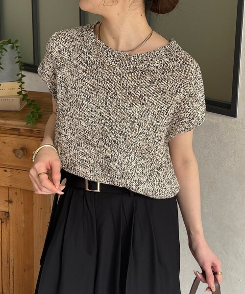 Thevon(ゼボン)の「MIXフレンチニット(ニット/セーター・レディース・ピンク/ベージュ/サックスブルー/ブラック・FREE)」の1枚目の写真