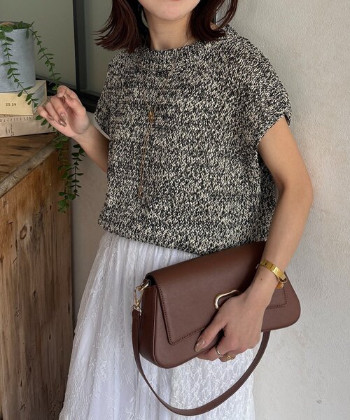 Thevon(ゼボン)の「MIXフレンチニット(ニット/セーター・レディース・ピンク/ベージュ/サックスブルー/ブラック・FREE)」の2枚目の写真