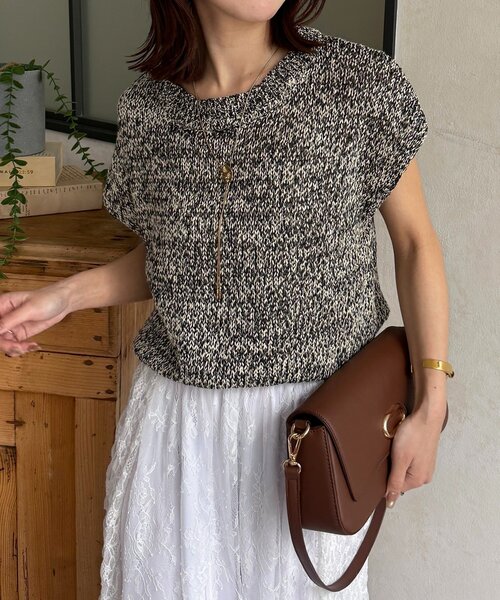 Thevon(ゼボン)の「MIXフレンチニット(ニット/セーター・レディース・ピンク/ベージュ/サックスブルー/ブラック・FREE)」の5枚目の写真