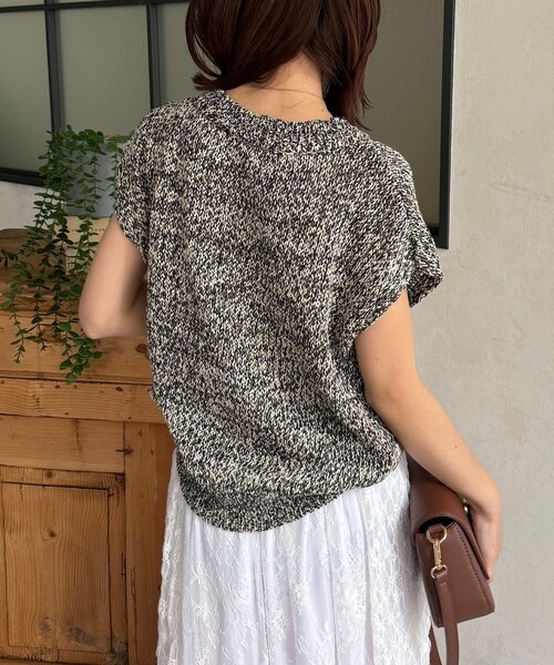 Thevon(ゼボン)の「MIXフレンチニット(ニット/セーター・レディース・ピンク/ベージュ/サックスブルー/ブラック・FREE)」の7枚目の写真