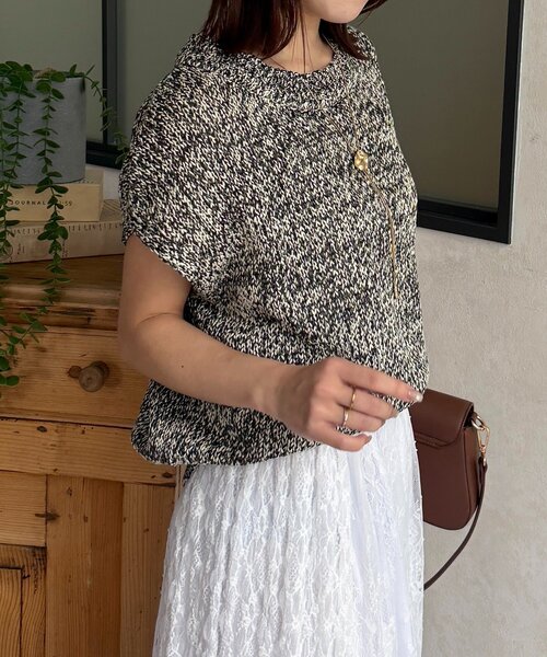 Thevon(ゼボン)の「MIXフレンチニット(ニット/セーター・レディース・ピンク/ベージュ/サックスブルー/ブラック・FREE)」の8枚目の写真