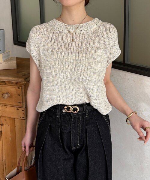 Thevon(ゼボン)の「MIXフレンチニット(ニット/セーター・レディース・ピンク/ベージュ/サックスブルー/ブラック・FREE)」の22枚目の写真