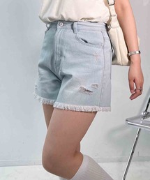 AS KNOW AS plus | 〇フリンジ加工デニムショートパンツ(デニムパンツ)