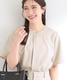 【吸水速乾/セットアップ可】洗濯後しわになりにくい タックブラウス