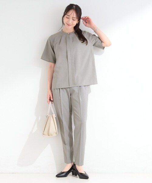 SHOO・LA・RUE(シューラルー)の「【吸水速乾/セットアップ可】洗濯後しわになりにくい タックブラウス(シャツ/ブラウス・レディース・ネイビー/グレー/ナチュラル・01/02/03/04)」の22枚目の写真