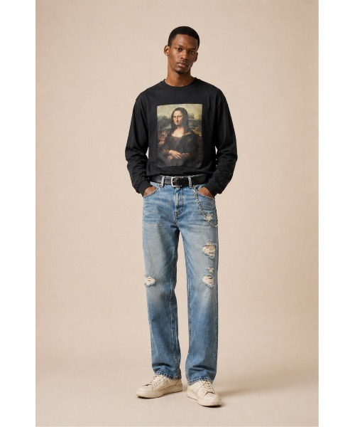 2AM（ツーエイエム）の「JERZEES ジャージーズ / "MONA LISA"LS TEE（Tシャツ/カットソー・メンズ・ブラック/ホワイト・MEDIUM/LARGE/X-LARGE）」の2枚目の写真