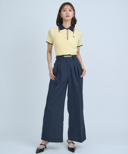 AND COUTURE(アンドクチュール)の「シアーワイドパンツ(その他パンツ・レディース・ベージュ/ネイビー/サックスブルー・SMALL/MEDIUM)」の1枚目の写真