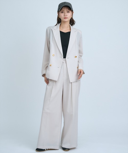 AND COUTURE(アンドクチュール)の「シアーワイドパンツ(その他パンツ・レディース・ベージュ/ネイビー/サックスブルー・SMALL/MEDIUM)」の19枚目の写真
