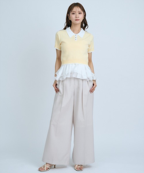 AND COUTURE(アンドクチュール)の「シアーワイドパンツ(その他パンツ・レディース・ベージュ/ネイビー/サックスブルー・SMALL/MEDIUM)」の21枚目の写真