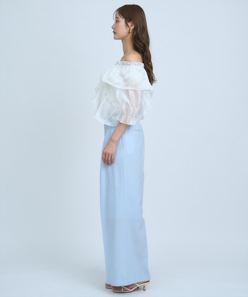 AND COUTURE(アンドクチュール)の「シアーワイドパンツ(その他パンツ・レディース・ベージュ/ネイビー/サックスブルー・SMALL/MEDIUM)」の10枚目の写真