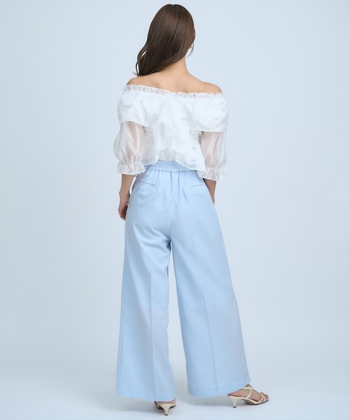 AND COUTURE(アンドクチュール)の「シアーワイドパンツ(その他パンツ・レディース・ベージュ/ネイビー/サックスブルー・SMALL/MEDIUM)」の11枚目の写真