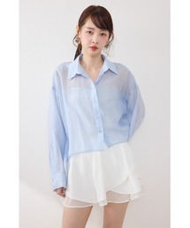 アシンメトリーストライプシャツ春服 夏服