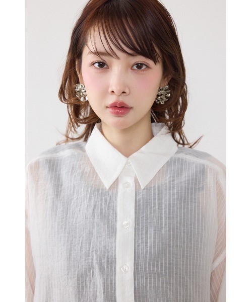 rienda（リエンダ）の「アシンメトリーストライプシャツ春服 夏服（シャツ/ブラウス・レディース・ブルー/ホワイト/ピンク・FREE）」の15枚目の写真