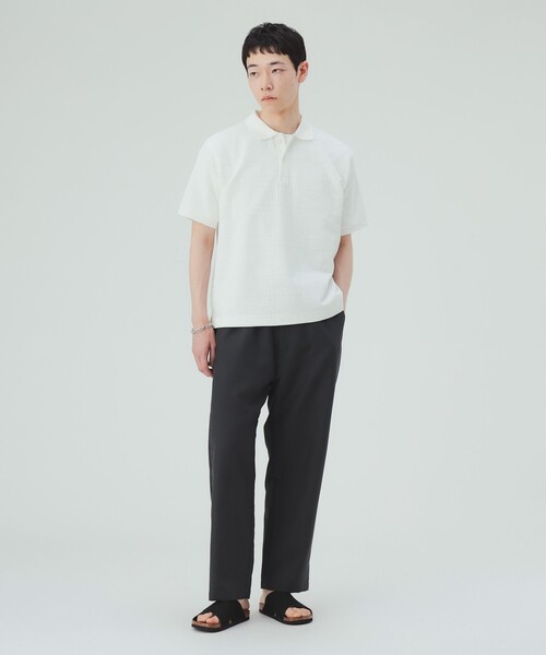 BEAMS HEART(ビームスハート)の「【6/18値下げ】メッシュ 格子柄 ポロシャツ(ポロシャツ・メンズ・ホワイト/ブラック・MEDIUM/LARGE/SMALL)」の3枚目の写真