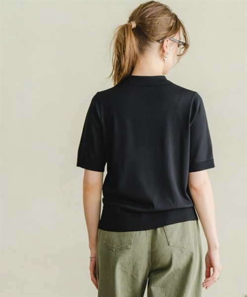 Maison INNESS（メゾンアイネス）の「【アイスクリーンプレミアム】5分袖ポロ衿ニット（持続冷感・毛玉なりにくい ・UVカット・洗濯機で洗える・遮熱）（ニット/セーター・レディース・ブラック/キャメル/杢グレー・L/S/3L/M/4L/5L/LL）」の18枚目の写真