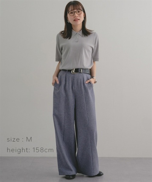 Maison INNESS（メゾンアイネス）の「【アイスクリーンプレミアム】5分袖ポロ衿ニット（持続冷感・毛玉なりにくい ・UVカット・洗濯機で洗える・遮熱）（ニット/セーター・レディース・ブラック/キャメル/杢グレー・L/S/3L/M/4L/5L/LL）」の20枚目の写真
