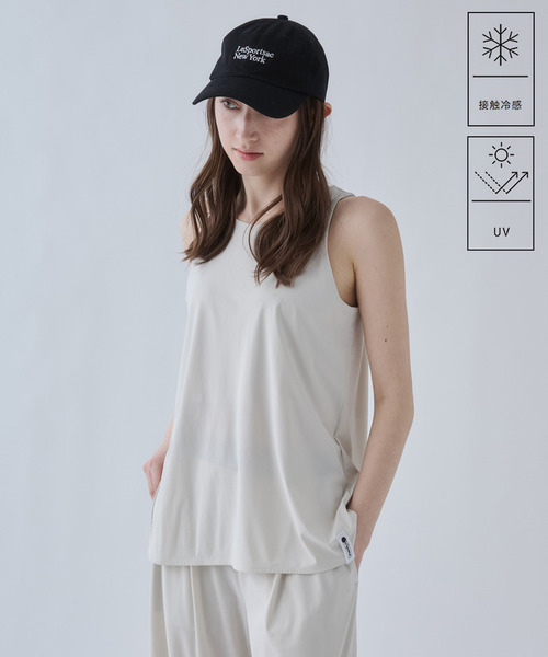 LeSportsac(レスポートサック)の「【 紫外線対策 / UVカット / 接触冷感 】 サイドスリットタンクトップ(Tシャツ/カットソー・レディース・ブラック/ホワイト/ブルー・SMALL/MEDIUM)」の1枚目の写真