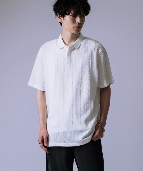 improves(インプローブス)の「ケーブルジャガード ポロシャツ(ポロシャツ・メンズ・ホワイト/ブラック・LARGE/MEDIUM)」の2枚目の写真