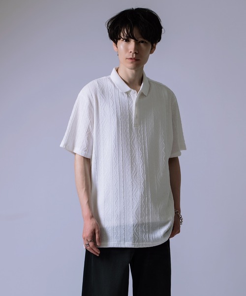 improves(インプローブス)の「ケーブルジャガード ポロシャツ(ポロシャツ・メンズ・ホワイト/ブラック・LARGE/MEDIUM)」の3枚目の写真