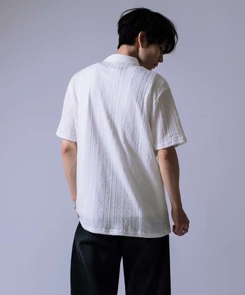 improves(インプローブス)の「ケーブルジャガード ポロシャツ(ポロシャツ・メンズ・ホワイト/ブラック・LARGE/MEDIUM)」の5枚目の写真