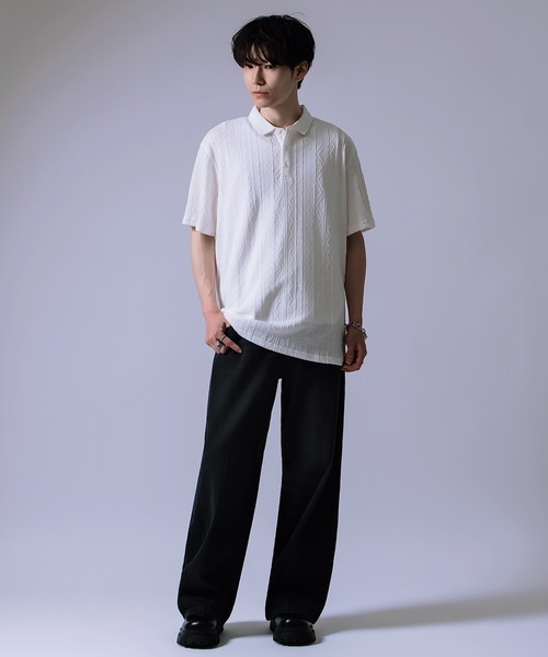 improves(インプローブス)の「ケーブルジャガード ポロシャツ(ポロシャツ・メンズ・ホワイト/ブラック・LARGE/MEDIUM)」の6枚目の写真