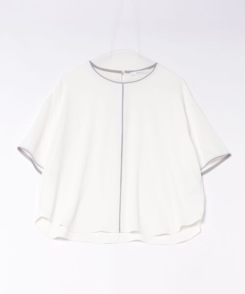 m.f.editorial（エムエフエディトリアル）の「【Tブラウス ストレッチ ウォッシャブル】m.f.エディトリアル レディース 配色 パイピング 半袖 プルオーバー ブラウス（シャツ/ブラウス・レディース・ベージュ/ネイビー/アイボリー/ピンク系その他・MEDIUM/LARGE）」の15枚目の写真