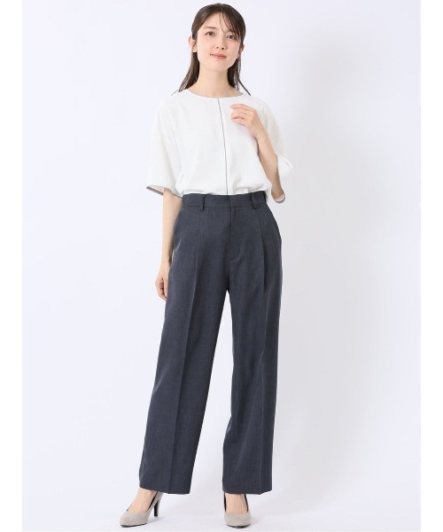 m.f.editorial（エムエフエディトリアル）の「【Tブラウス ストレッチ ウォッシャブル】m.f.エディトリアル レディース 配色 パイピング 半袖 プルオーバー ブラウス（シャツ/ブラウス・レディース・ベージュ/ネイビー/アイボリー/ピンク系その他・MEDIUM/LARGE）」の8枚目の写真