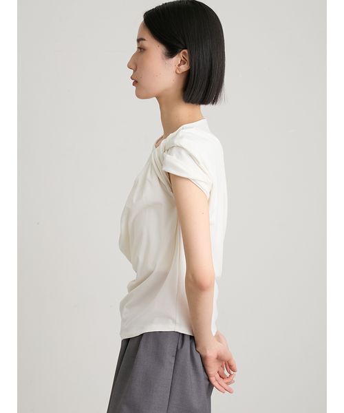 MIESROHE(ミースロエ)の「【洗える・持続冷感】【ICEDFABRIC+R】ツイストプルオーバー(Tシャツ/カットソー・レディース・ダークグレー/ライム/ホワイト・F)」の12枚目の写真