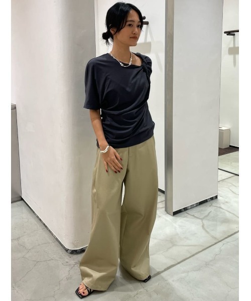 MIESROHE(ミースロエ)の「【洗える・持続冷感】【ICEDFABRIC+R】ツイストプルオーバー(Tシャツ/カットソー・レディース・ダークグレー/ライム/ホワイト・F)」の19枚目の写真