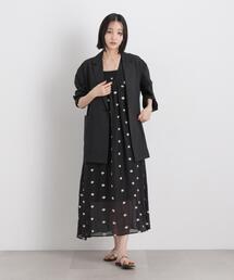 小花柄エンブロイダリーシアーギャザーワンピース