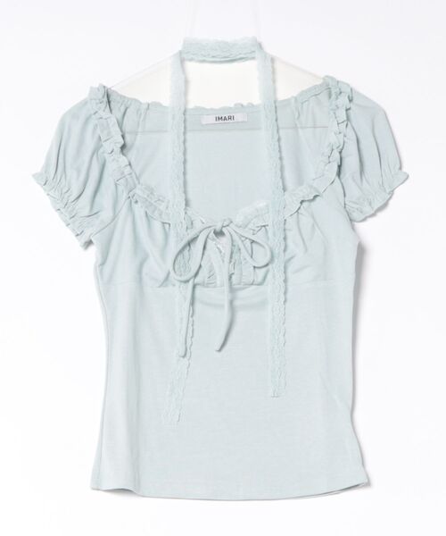 IMARI(イマリ)の「【 IMARI / イマリ 】 レース チョーカー付き フリル 半袖 トップス(Tシャツ/カットソー・レディース・グレー/ホワイト/ブルー・FREE)」の13枚目の写真