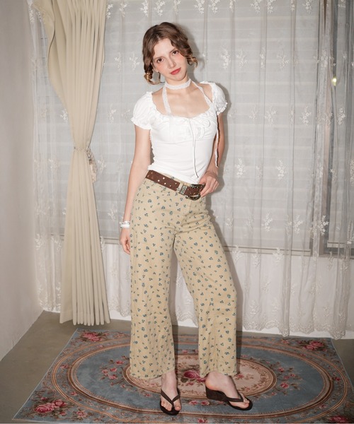 IMARI(イマリ)の「【 IMARI / イマリ 】 レース チョーカー付き フリル 半袖 トップス(Tシャツ/カットソー・レディース・グレー/ホワイト/ブルー・FREE)」の5枚目の写真