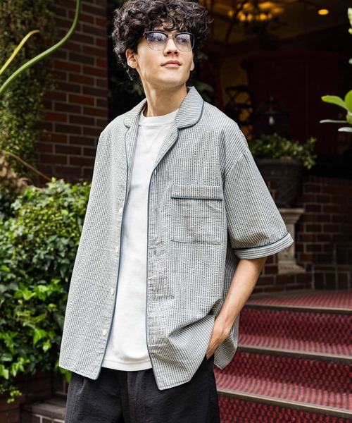 niko and...(ニコアンド)の「ストライプパジャマシャツ(シャツ/ブラウス・メンズ・サックスブルー/グレー/ベージュ・MEDIUM/LARGE)」の17枚目の写真