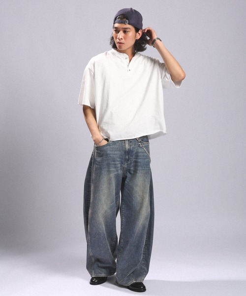 RAGEBLUE（レイジブルー）の「＜接触冷感＞Cool Feeling Light oz Denim Barrel Pants/ライトオンスデニムバレルパンツ（デニムパンツ・メンズ・ライトブルー/グレー/ネイビー・MEDIUM/SMALL/LARGE）」の18枚目の写真