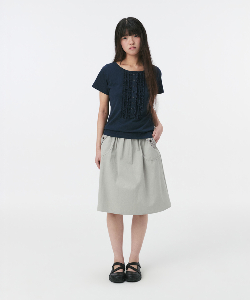 OHESHIO（オヘシオ）の「FLORAL POCKET BANDING MIDI SKIRT, KHAKI GRAY（スカート・レディース・その他・FREE）」の3枚目の写真
