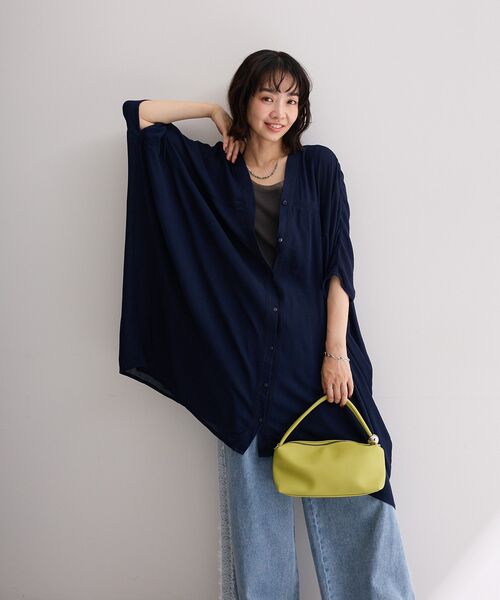 Green　Parks（グリーンパークス）の「ハシゴレースレーヨンクレープチュニック（チュニック・レディース・ネイビー/パープル/グリーン/ブラック・FREE）」の14枚目の写真