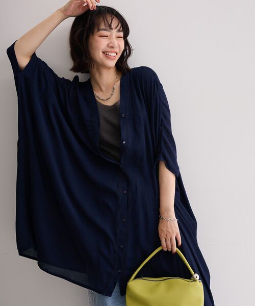 Green　Parks（グリーンパークス）の「ハシゴレースレーヨンクレープチュニック（チュニック・レディース・ネイビー/パープル/グリーン/ブラック・FREE）」の15枚目の写真