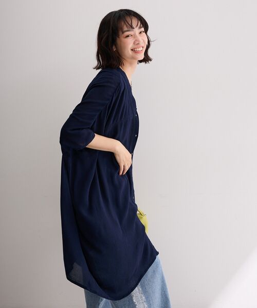 Green　Parks（グリーンパークス）の「ハシゴレースレーヨンクレープチュニック（チュニック・レディース・ネイビー/パープル/グリーン/ブラック・FREE）」の16枚目の写真